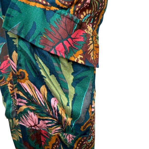 TAHARI Wide Leg Pants Plus Size 2X Green Floral Pullon Elastic Waist Cargo Rayon - Picture 6 of 11